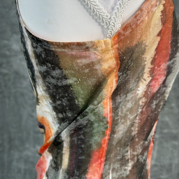 FleurDeLis Rhinestone Abstract Racerback Semi Sheer Tank Top M Indie Grunge Y2K - Picture 10 of 12